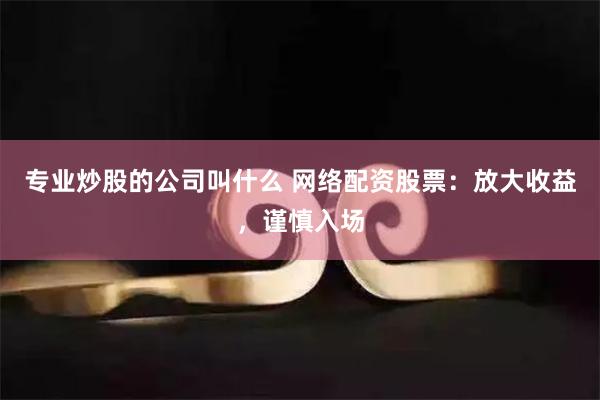 专业炒股的公司叫什么 网络配资股票：放大收益，谨慎入场